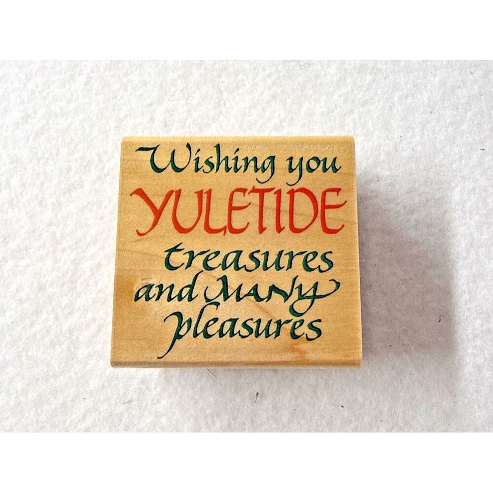 Inkadinkado Wishing You Yuletide Treasures Christmas Rubber Stamp Wood Mount